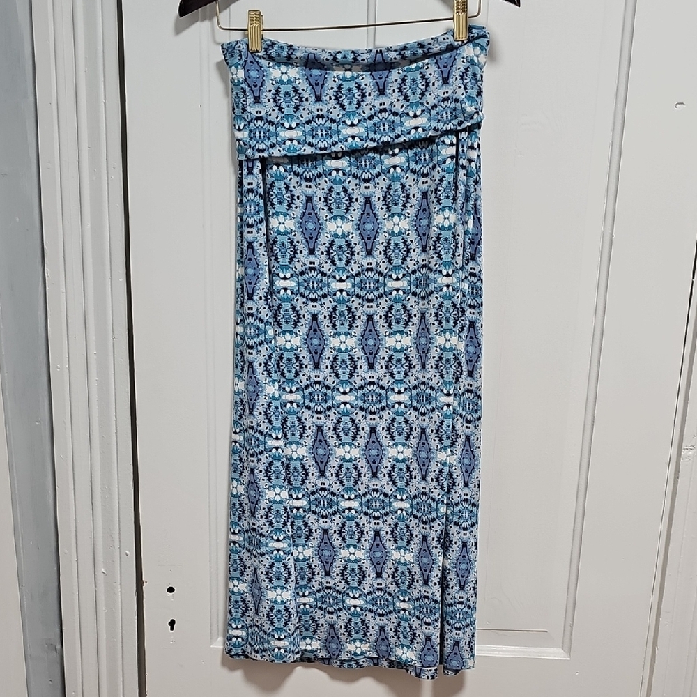 Cynthia Rowley Blue Geometric Maxi Skirt